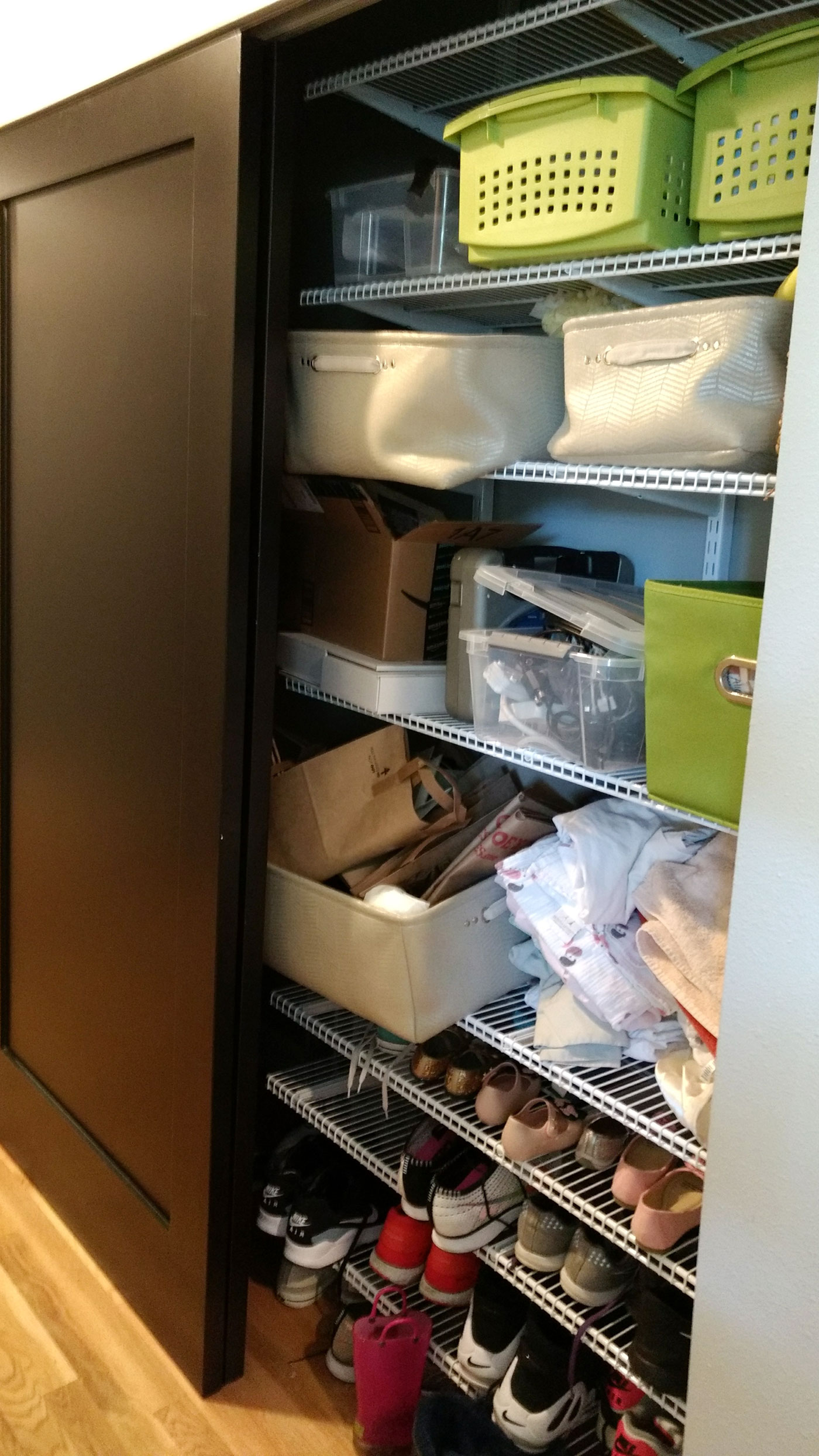 Messy closet before organize